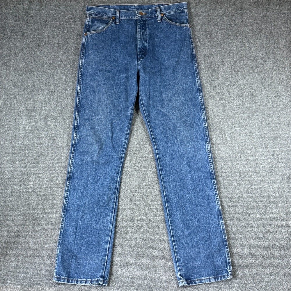 Vintage Wrangler Jeans Mens 35x36 Mid Wash Straight Leg Boot Zipper 13MWZGK